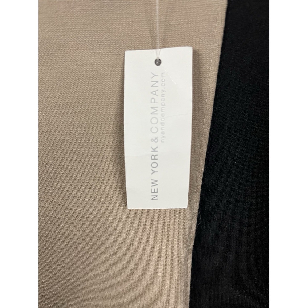 New York & Company Woman's Sheath Dress Tan & Black Color Block Size Medium NWT - Picture 2 of 12